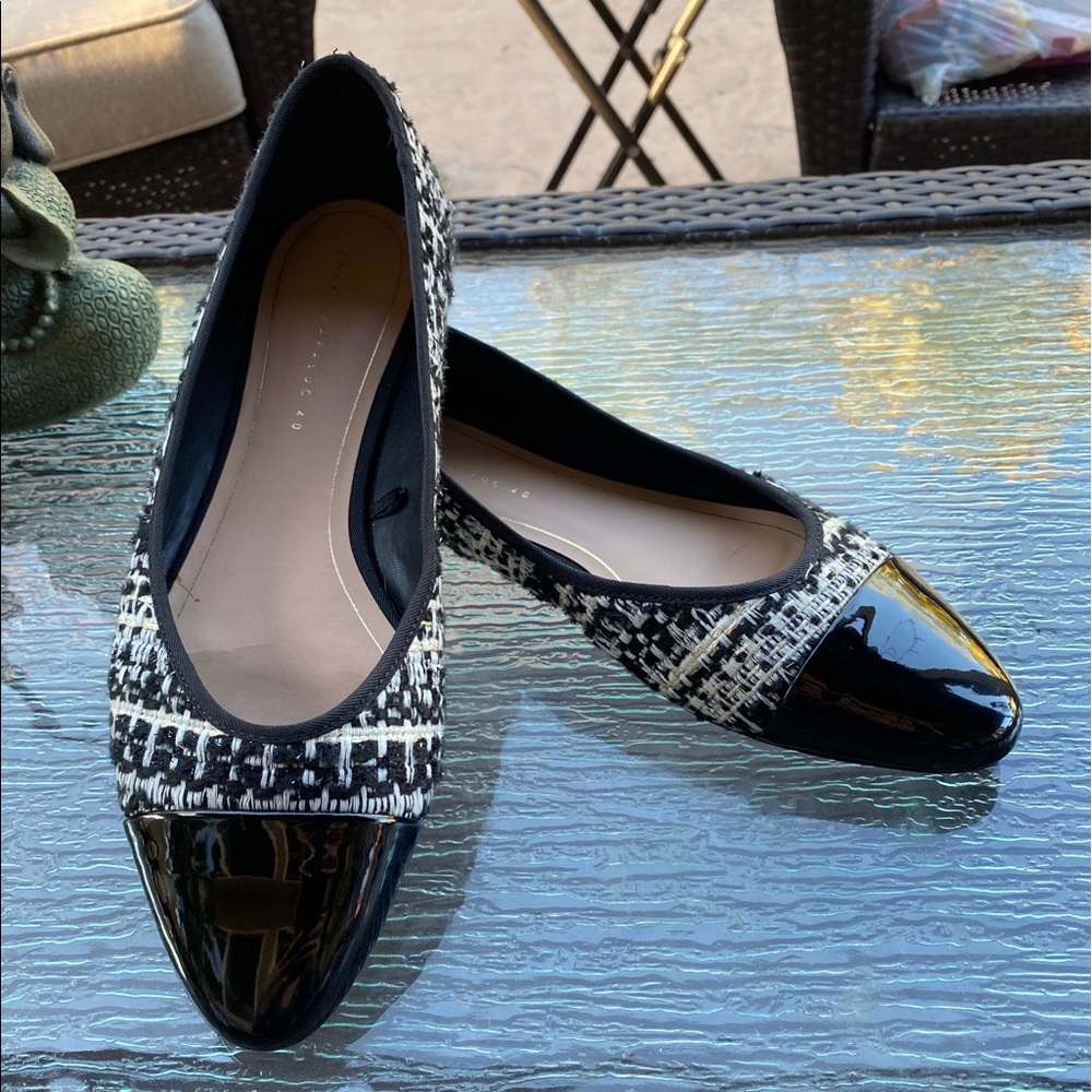 Zara Trafaluc Tweed Almond Toe Flats